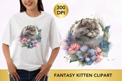 Watercolour Fantasy Kitten Clipart Product Image 1