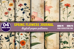 Spring Flowers Journal Digital Paper PNG Product Image 1