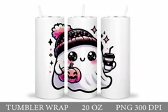 Cute Ghost Tumbler Sublimation. Ghost Halloween Tumbler Product Image 1