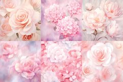 Watercolor white pink flower printable digital papers Product Image 10