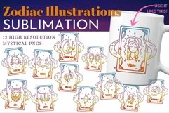 Sunset Colors Zodiac Signs Sublimation Celestial Card Art Product Image 1