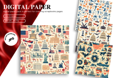 4 of July Patriotic Pattern Background America USA Wallpaper Product Image 1