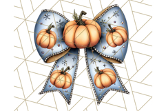 Muted Halloween Bow Clipart, Fall Ribbon PNG Autumn Hair Bow Product Image 2