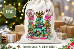 Leopard Christmas Bows Santa Sack, Christmas Gift Bag Product Image 1
