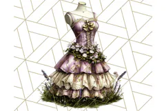 Couture Floral Dress Form PNG Clipart, Vintage Style Flowers Product Image 2