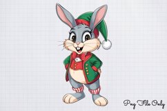 Woodland Christmas Bunny Sublimation Clipart PNG Product Image 1