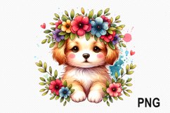 Dog Flowers Sublimation - Dog Flowers Clipart PNG Design Product Image 1