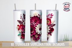 3D Flower Sublimation bundle Tumbler Wrap 20 oz Burgundy Product Image 11