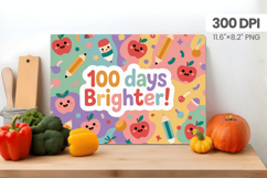 100 days of school Cutting Board PNG Design, Teacher PNG Product Image 1