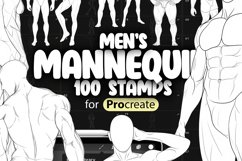 100 Procreate Men&#039;s Mannequin Stamp Brushes Product Image 1