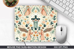Flower Mouse Pad Sublimation, Easter Mouse Pad PNG Design Product Image 1
