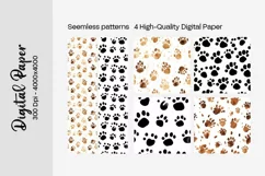 Dog Paw Digital Paper Seamless Scrapbook Paper Product Image 3