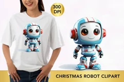 Cute Christmas Robot Sublimation Clipart, Robot png Product Image 1
