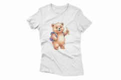 Cute Bear with Backpack Holding a Ruler Watercolor PNG Product Image 4