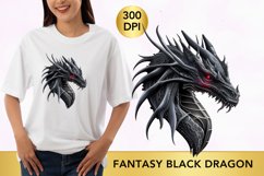 Watercolour Fantasy Black Dragon Clipart Product Image 1