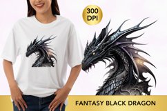 Watercolour Fantasy Black Dragon Clipart Product Image 1