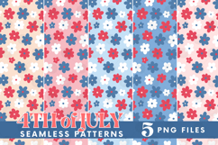 American 4th July Patriotic Flowers Seamless Pattern Bundle Product Image 1