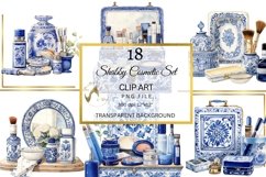 Shabby Mediterranean Blue Cosmetic Set PNG, Blue Makeup Set Product Image 2