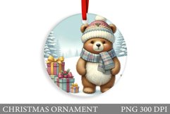Cute Bear Christmas Ornament. Christmas Bear Sublimation Product Image 1