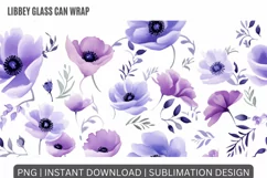 16oz Libbey Glass Can Tumbler Watercolor Flowers Sublimation Product Image 2
