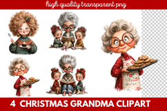 Christmas Grandma Clipart | Cute Holiday Granny PNG Illustra Product Image 1