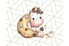 Cute Dessert Unicorn PNG Clipart with Cupcakes & Candies Product Image 2