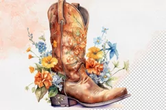 Western Flowers Boots Watercolor PNG Clipart Product Image 10