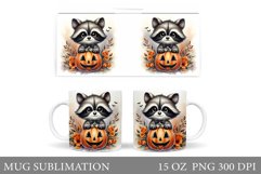 Cute Raccoon Mug Sublimation. Halloween Mug Sublimation Product Image 1