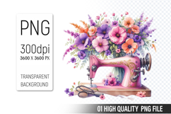 Vintage Sewing Machine Clipart PNG Bundle, High Quality PNG Product Image 8