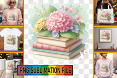 Bright TSHIRT Magic PNG, Book and flower Product Image 1