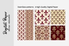 Burgundy Digital Papers | Floral Digital paper Product Image 2