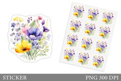 Wildflowers Sticker Design. Floral Sticker Template Product Image 1