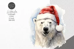 Christmas clipart, Polar bear clipart, Holiday clipart Product Image 1