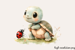Spring Turtles Garden Clipart PNG Product Image 1