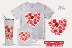 Watercolor valentine day rose heart clipart sublimation Product Image 1