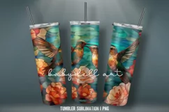 Tumbler Wrap Sublimation | Hummingbird Stained Glass Tumbler Product Image 2