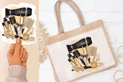 Black &amp; Gold Hair Salon Sublimation PNG Beauty Tools Clipart Product Image 3