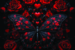 3D Butterfly with Red Roses Floral Background Product Image 1