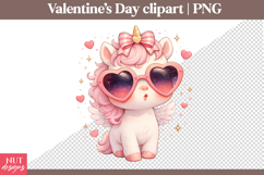 Valentines day clipart Dreamy Unicorn Funny sublimation Product Image 1