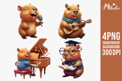 Cute Capybara Music &amp; Study PNG Clipart Product Image 1