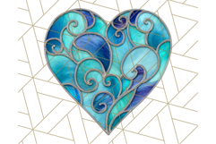 Stained Glass Heart PNG Clipart in Pastel and Bright Colors Product Image 2