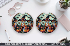 Foxes Wolves Car Coaster Sublimation| Foxes Coaster PNG Product Image 1