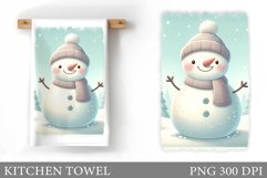 Snowman Kitchen Towel Design. Christmas Kitchen Towel Product Image 1