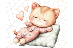 Sleeping Baby Animals PNG, Cozy Pajama Bedtime Clipart Png Product Image 2