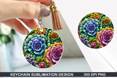 Flower Keychain Sublimation - Autumn Keychain PNG Design Product Image 1