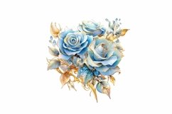 Blue and Gold Sparkling Roses clipart Product Image 10