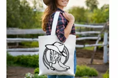Cowboy boots print art svg, Cowboy hat rodeo lasso cut file Product Image 3