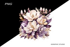 Watercolor Magnolia Clipart, Wedding Flowers Clipart Product Image 1