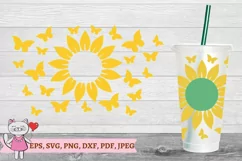 Sunflower Butterfly svg for Full Wrap Venti Cold Cup 24 oz Product Image 2