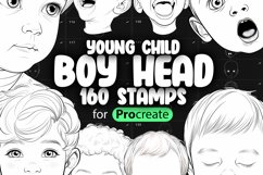 160 Procreate Young Child Boy Head Stamp Brushes Product Image 1